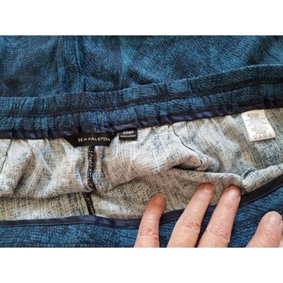 H by Halston Womens Petite Wide Leg Blue Patterned Rayon Crop Pants Sz 20WP - Picture 3 of 14